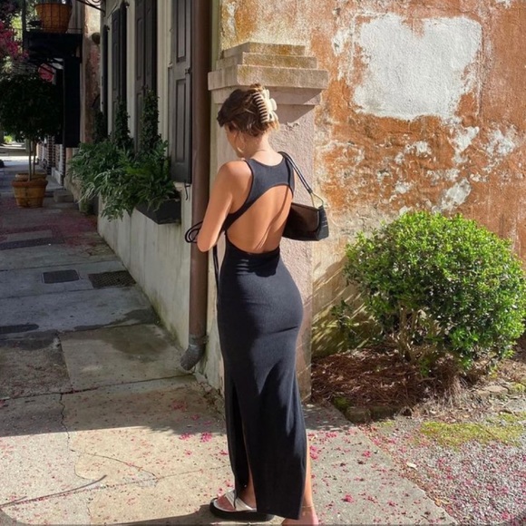Nasty Gal scoop neck backless tie maxi dress sz 8 NWT - Picture 1 of 14